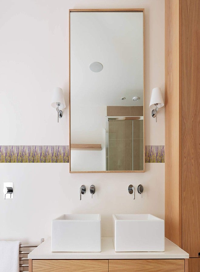 WallDesign شريط حائط مزخرف من الفينيل بتصميم عشب وأزهار الخزامى الأرجوانية - عرض 5.25 بوصة × طول 5 أقدام - Image 4